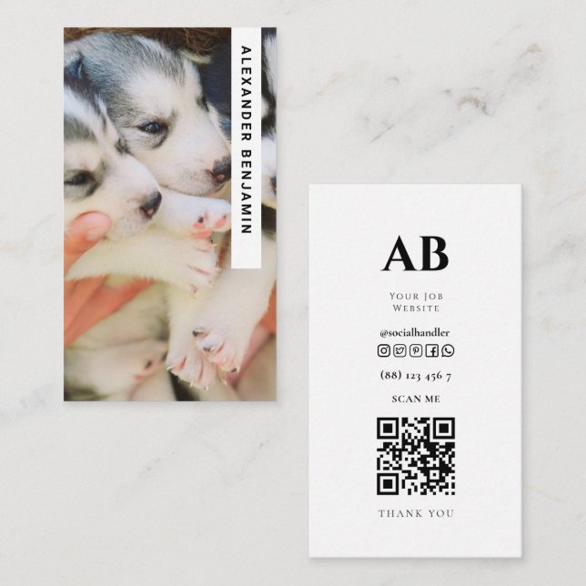 Visita Dog Breeder & Groomer Photo QR Code tarjeta de pre (Anverso / Reverso)