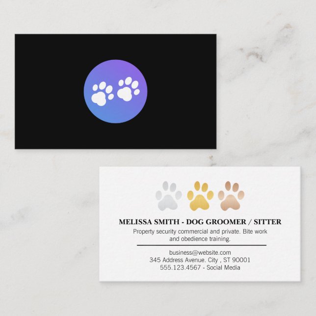 Visita Dog Paw Logos - Tarjeta de presentación (Anverso / Reverso)