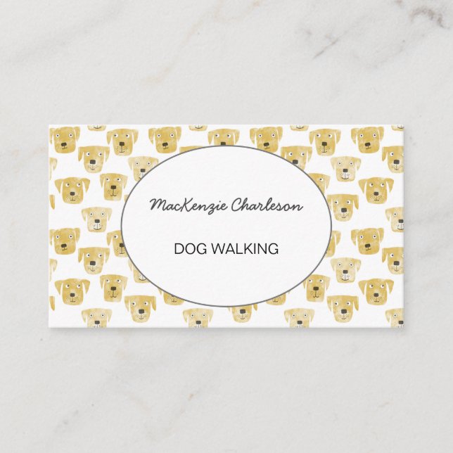 Visita Dog Walking Watercolor - Tarjeta de presentación (Anverso)