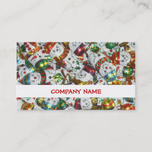 Visita Dulce Snowmen stripe tarjeta de negocios blanco