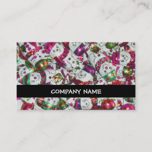 Visita Dulce Snowmen Tarjeta de negocios de banda rosa ne