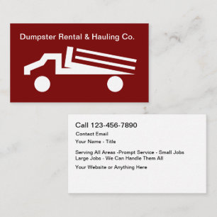 Visita Dumpster Rental Hauling Truck Tarjeta de Negocios