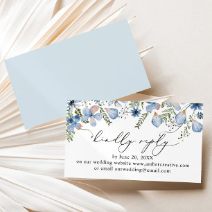 Visita Dusty Blue Boda Sitio Web RSVP Tarjeta de Gabinete
