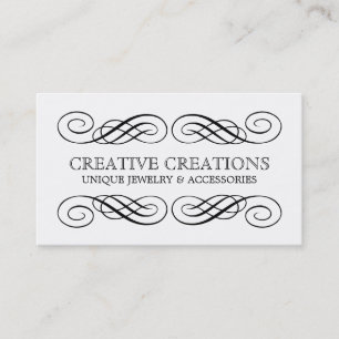 Visita Ebony Fancy Flourish Tarjeta de Negocios