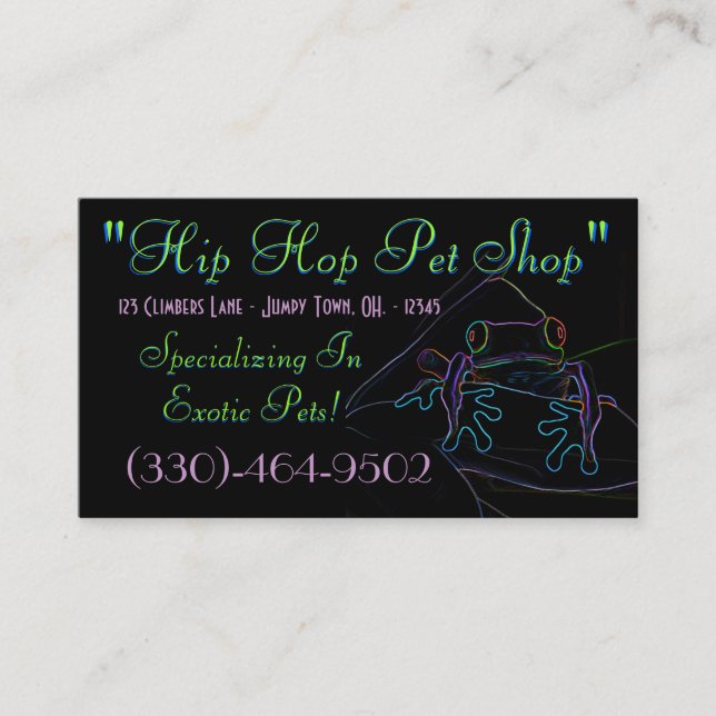 Visita Ejemplo de tarjeta de presentación de rana de árbo (Anverso)