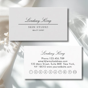 Visita Elegant Script Tarjeta de Lealtad Gray Salon 10