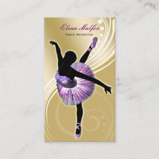 Visita elegante bailarina de oro Tarjeta de presentación