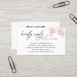 Visita Elegante código QR floral rosa Tarjeta de respuest