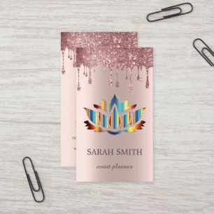 Visita Elegante Cute Rosa Dorado Goteos Loto Tarjeta de