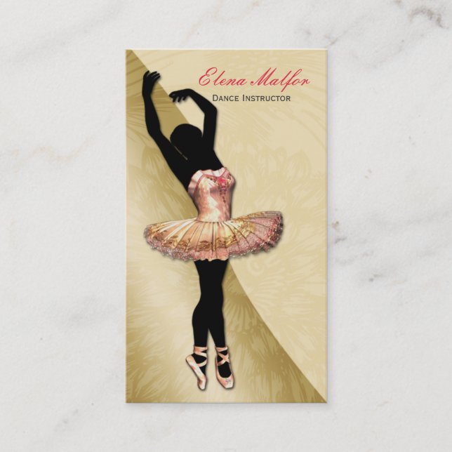 Visita elegante dorado suntuoso ballerina Tarjeta de pres (Anverso)
