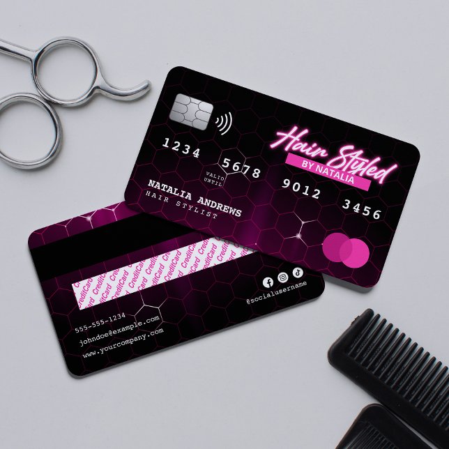 Visita Elegante estilo de tarjeta de crédito Neon Pink Ha (Subido por el creador)