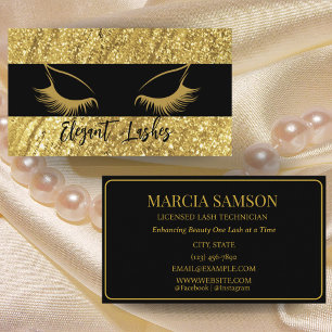 Visita Elegante Lash Artist Tarjeta de Negocios Gold & Bl