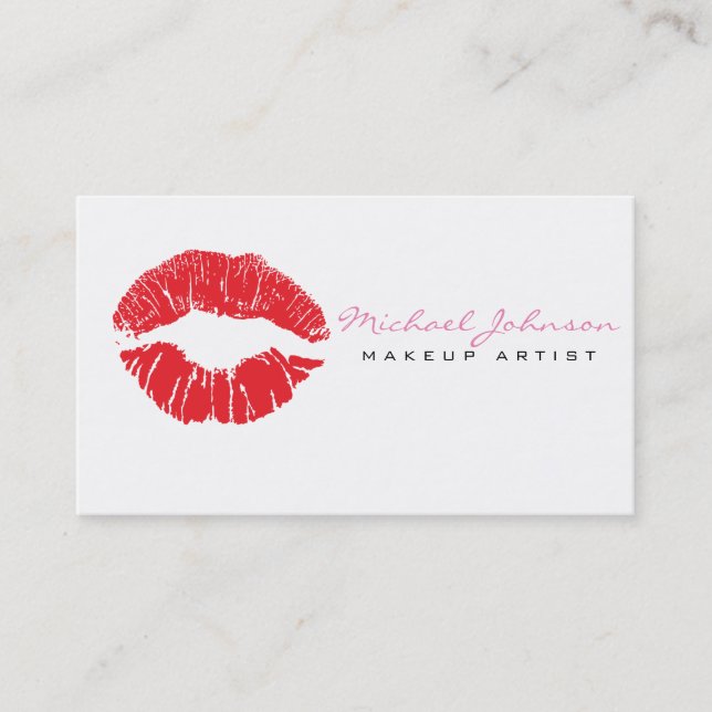 Visita Elegante Lips Makeup Artista Tarjeta de Negocios (Anverso)