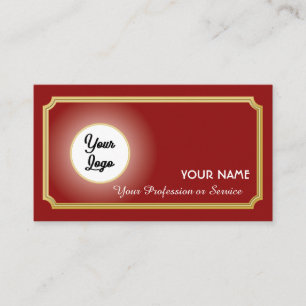 Visita Elegante logo rojo adorno marco dorado Tarjeta de 