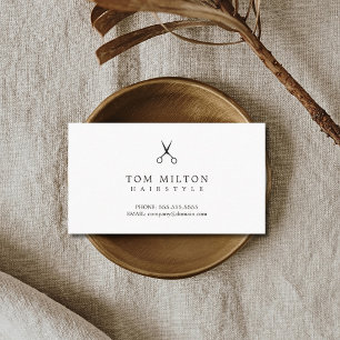 Visita Elegante Minimalista Tarjeta de Peluquería en Negr
