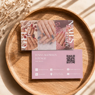 Visita Elegante Moderno Simple Tarjeta de Uñas Rosa para 