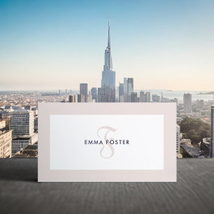 Visita Elegante Monograma Crema de coco marco tarjeta de 