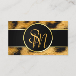 Visita Elegante Monograma de impresión Leopardo - Tarjeta