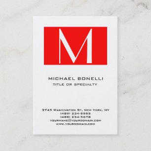 Visita Elegante Monograma rojo blanco simple tarjeta de v