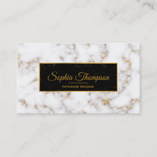 Visita Elegante nombre de mármol blanco de oro - tarjeta