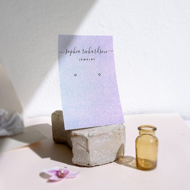 Visita Elegante Pastel Dreamy | Tarjeta de visualización  (A dreamy, pastel colored earring display card with a glitter look)