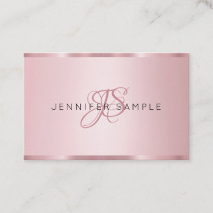 Visita Elegante Rosa Gold Monogramed moderna tarjeta de p