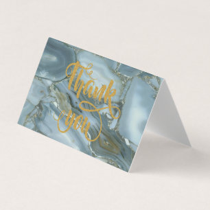 Visita Elegante tarjeta de agradecimiento de Marble Azul 