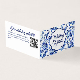 Visita Elegante tarjeta de Boda floral azul y blanca