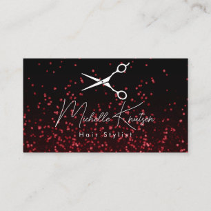 Visita Elegante tarjeta de cita de Purpurina Rojo Hairsty