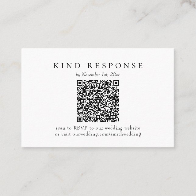 Visita Elegante tarjeta de código QR clásica Boda RSVP (Anverso)