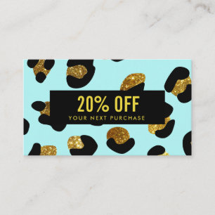 Visita Elegante tarjeta de cupón de Purpurina Gold Aqua L