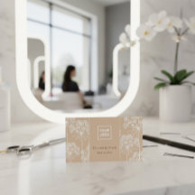 Elegante Tarjeta de Estilista de Pelo Botánico Bei