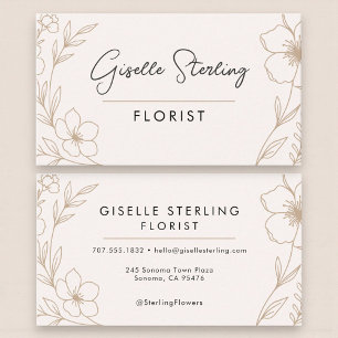 Visita Elegante Tarjeta de Floristería con Tono Rosado y