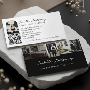Visita Elegante Tarjeta de Limpieza de Casa con Foto QR d