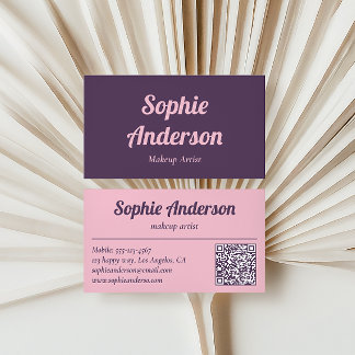 Visita Elegante Tarjeta de Maquilladora con Código QR de