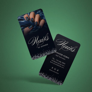 Visita Elegante tarjeta de negocio de salón de uñas azul 