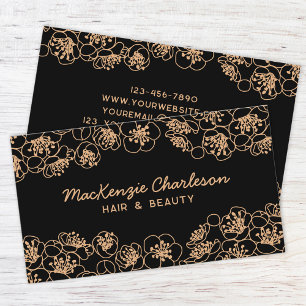 Visita Elegante Tarjeta de Negocios Floral Black Gold
