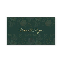 Elegante Tarjeta de Negocios Floral Verde Oscuro c