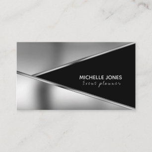 Visita Elegante tarjeta de negocios metálica de plata y n