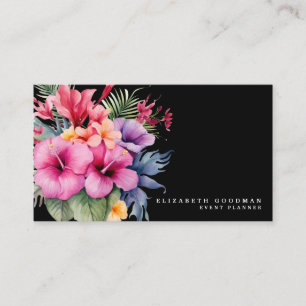 Visita Elegante tarjeta de negocios moderna tropical negr