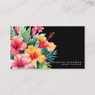 Visita Elegante tarjeta de negocios moderna tropical negr