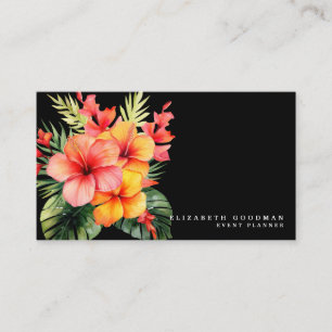 Visita Elegante tarjeta de negocios moderna tropical negr