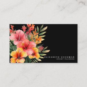 Visita Elegante tarjeta de negocios moderna tropical negr
