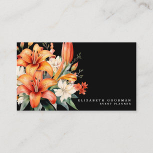 Visita Elegante tarjeta de negocios negra de Lily Lily Tr