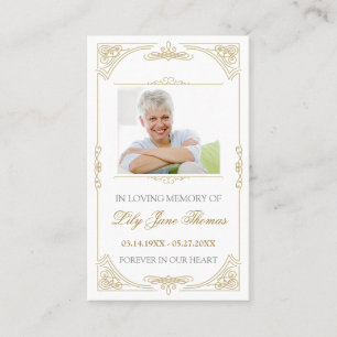 Visita Elegante Tarjeta de Oración de Funeral Swirl Gold