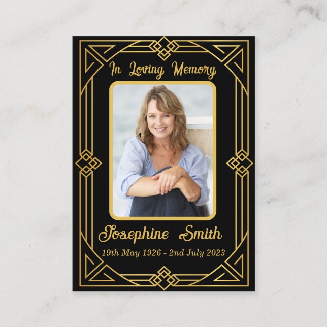 Visita Elegante Tarjeta de Oración Fotográfica en Memoria (Anverso)