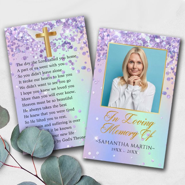 Visita Elegante Tarjeta de Oración Funeral de Fotografía (Subido por el creador)