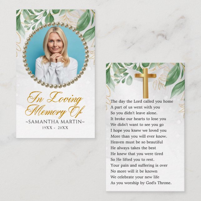 Visita Elegante tarjeta de oraciones funerales de foto Eu (Anverso / Reverso)