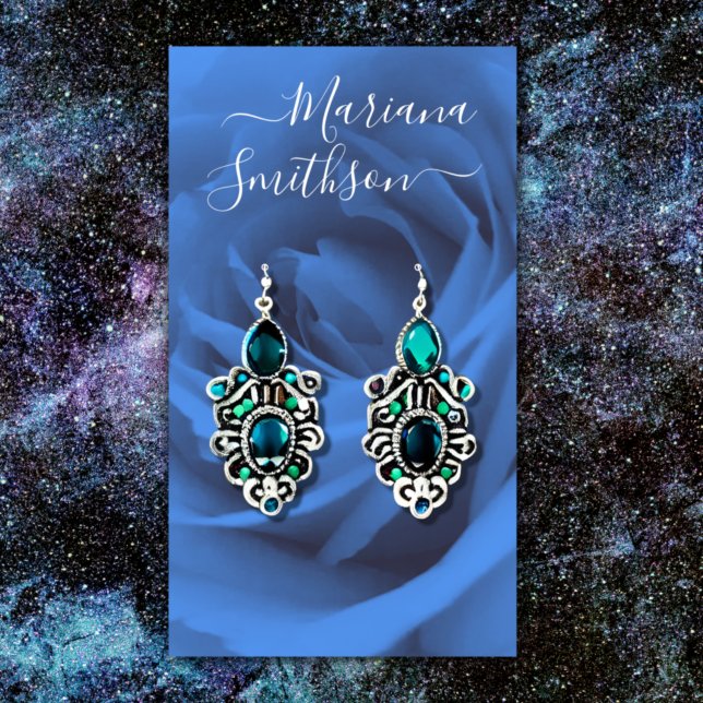 Visita Elegante tarjeta de pantalla de Rosa azul romántic (Subido por el creador)