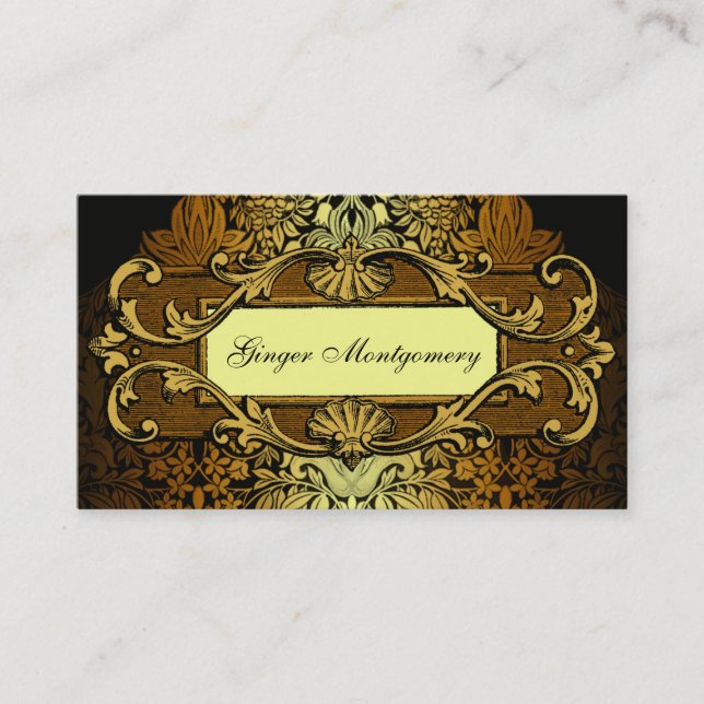 Visita Elegante tarjeta de presentación de Damask Gold Fr (Anverso)